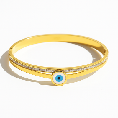Gold Evil Eye Protection Bangle Bracelet