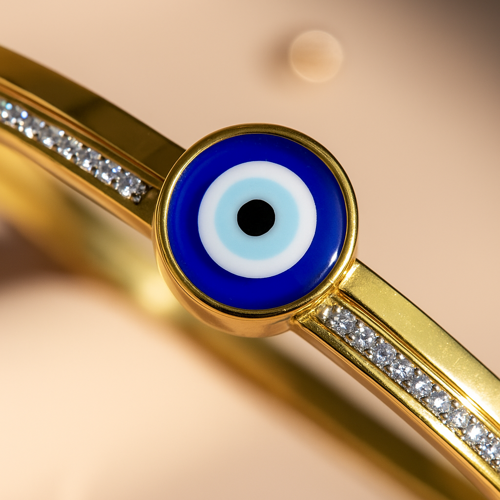 Gold Evil Eye Protection Bangle Bracelet
