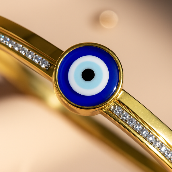 Gold Evil Eye Protection Bangle Bracelet