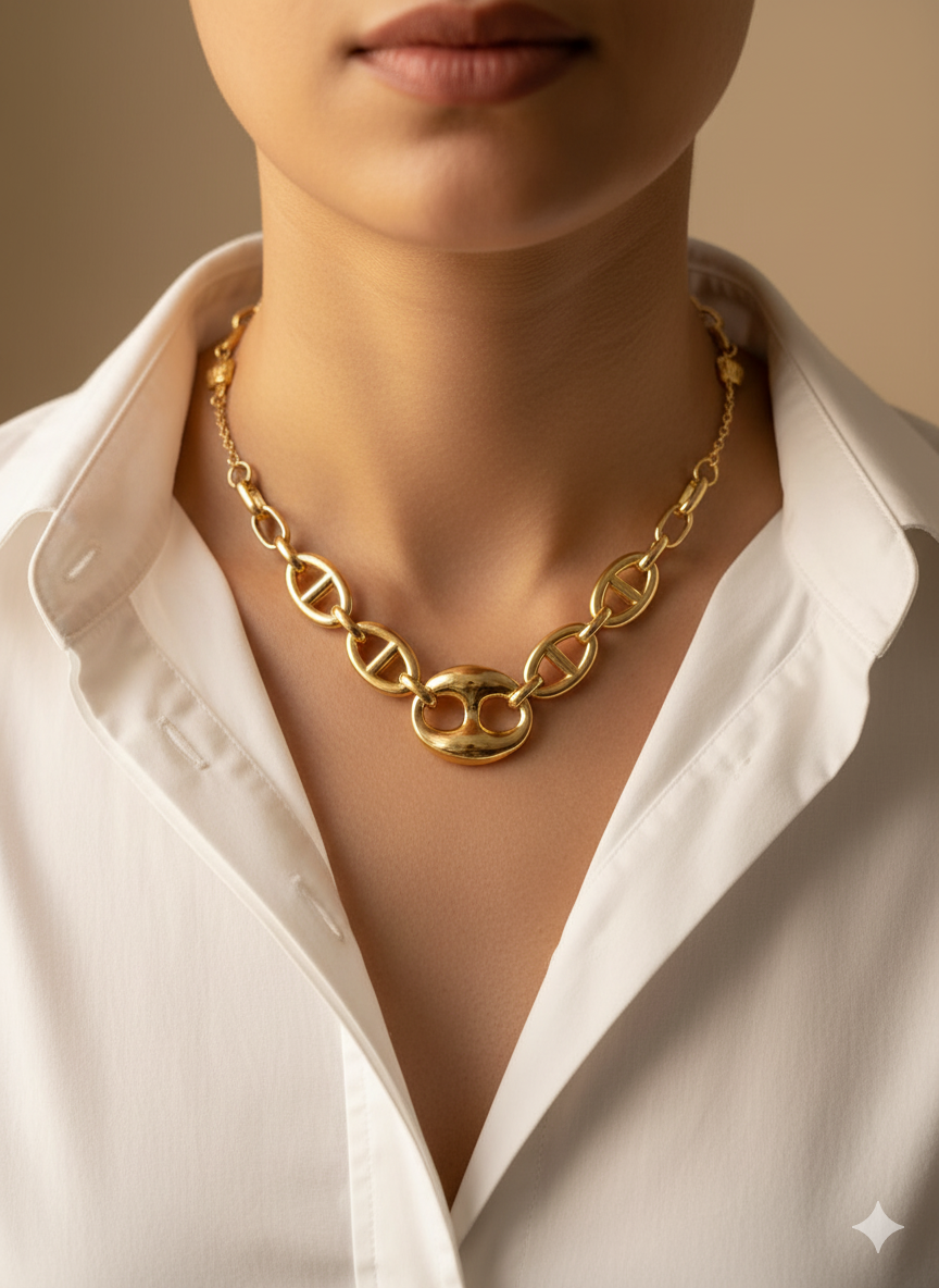 Bold Luxe Gold Chain Necklace – Statement Link Collar