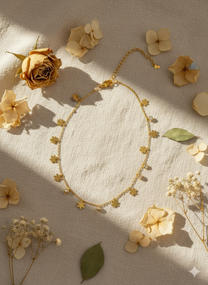Dainty Daisy Charm Necklace – Minimal Gold Floral Chain