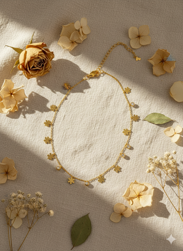 Dainty Daisy Charm Necklace – Minimal Gold Floral Chain