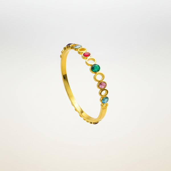 Multicolor Gem Circle Gold Bracelet