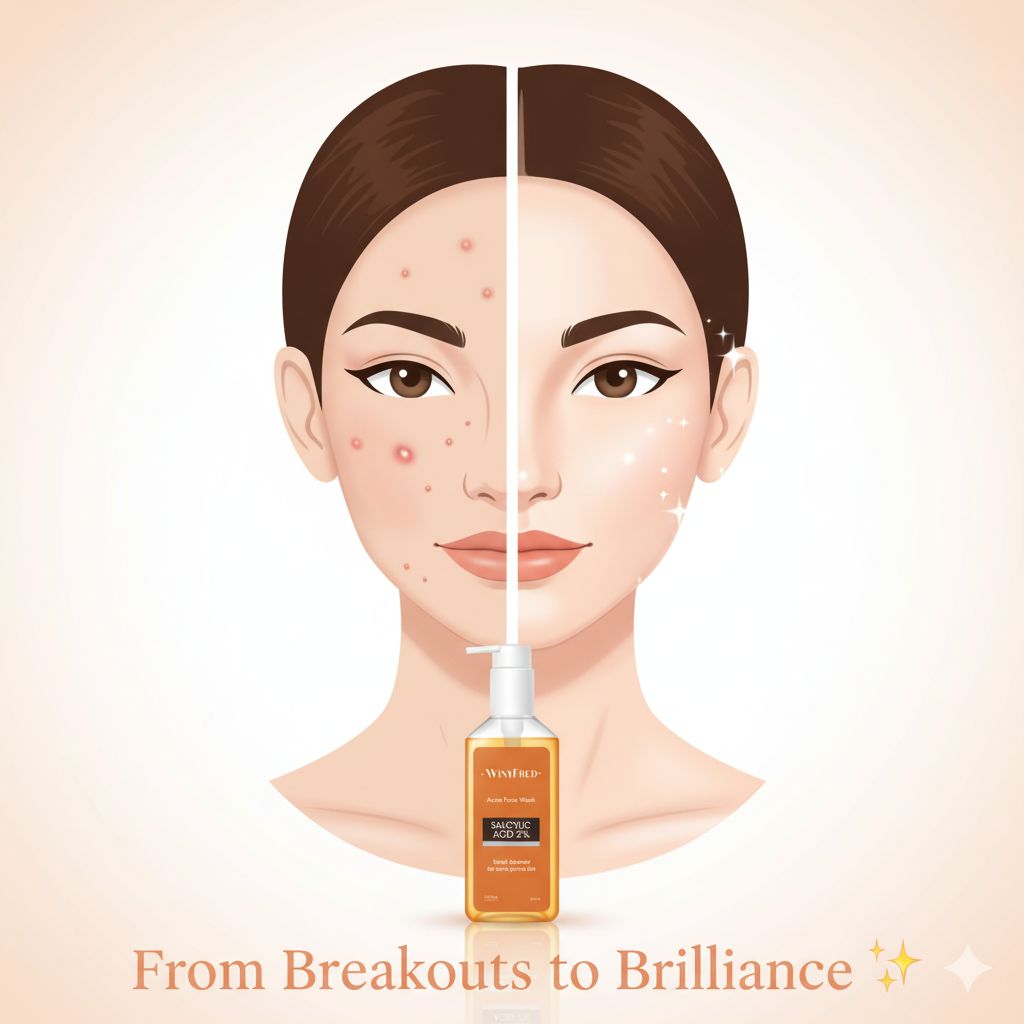 WinyFred Salicylic Acid 2% Acne Face Wash – Deep Cleanser for Acne-Prone Skin