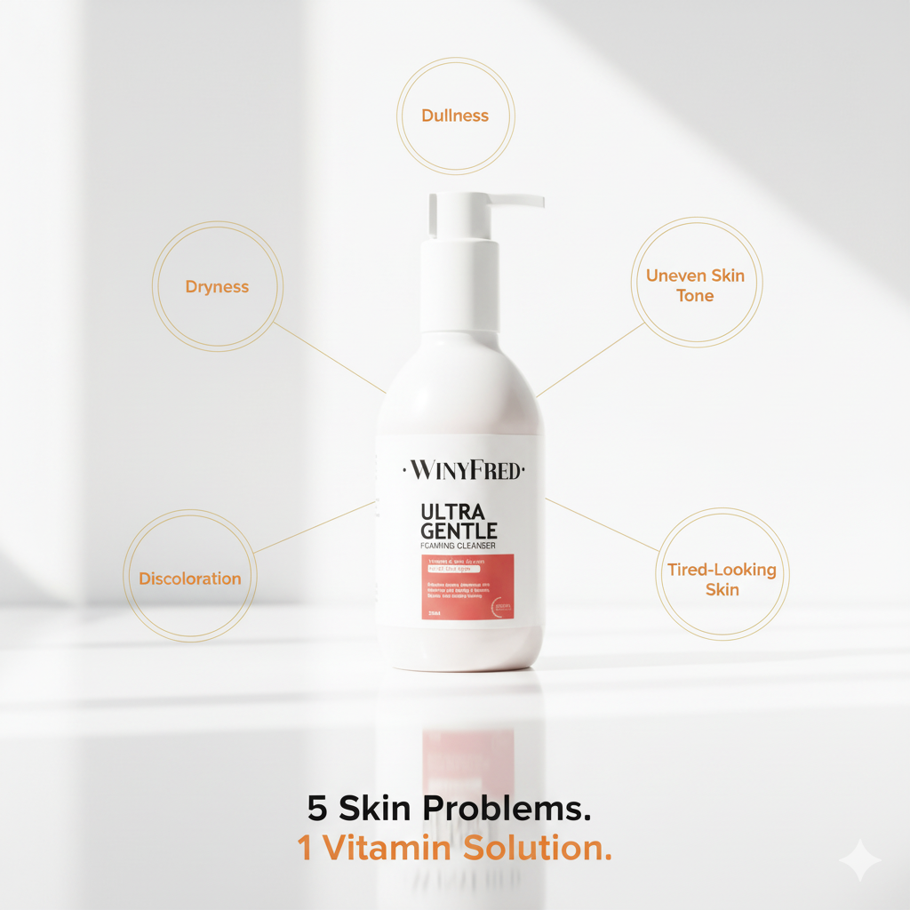 WinyFred Ultra Gentle Foaming Cleanser – Vitamin C + Glycerin | For All Skin Types